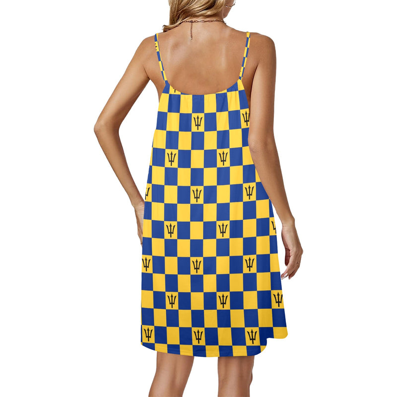 bar trident dress Drawstring Neck Sleeveless Dress (Model D68) - Objet D'Art