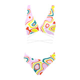 colored splat print 2 Cross String Bikini Set (Model S29) - Objet D'Art