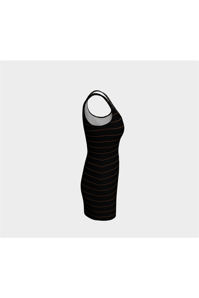 Gold Striped Black Bodycon Dress - Objet D'Art