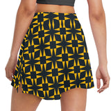 squ tri print Women's Golf Skirt with Pockets (Model D64) - Objet D'Art