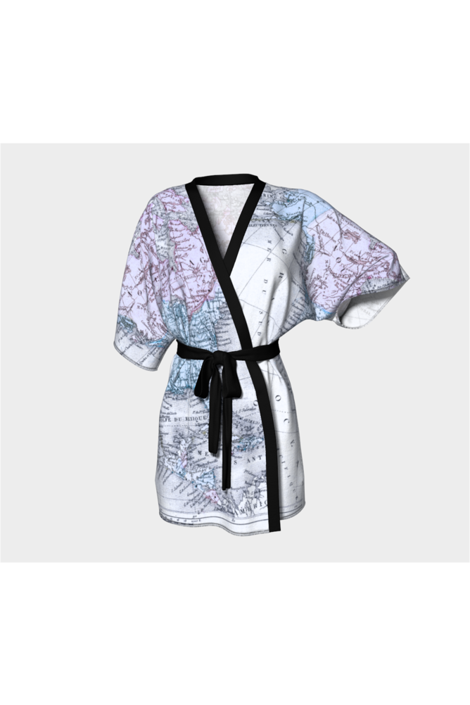 Vintage Map Kimono Robe - Objet D'Art