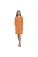Flame Orange Rhea Loose Round Neck Dress - Objet D'Art