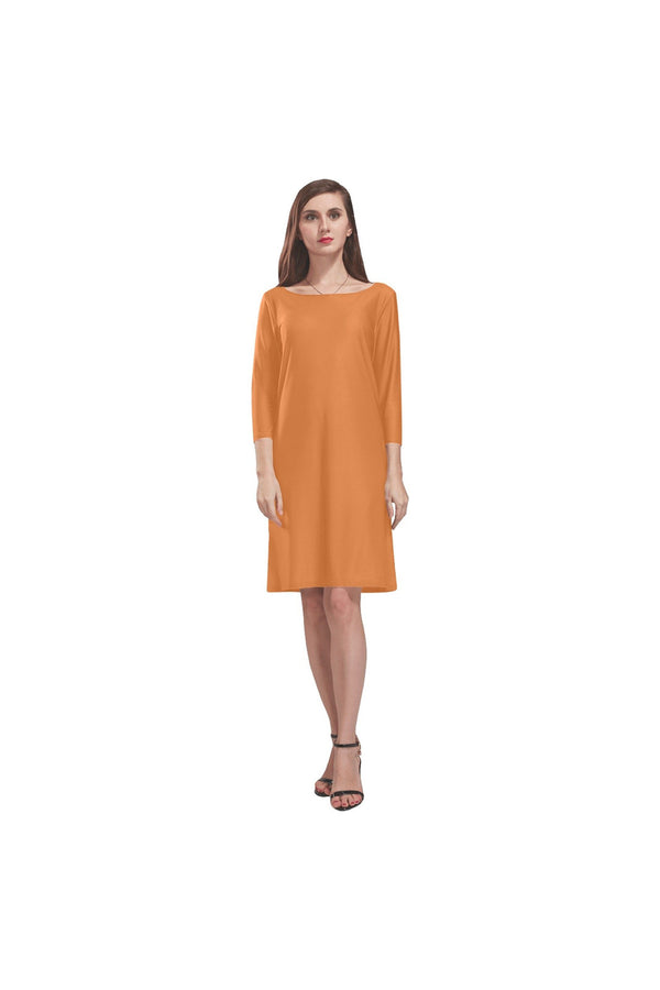 Flame Orange Rhea Loose Round Neck Dress - Objet D'Art