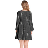 Heart Bone and Cobwebs Lantern Sleeve Deep V-Neck Short Dress - Objet D'Art