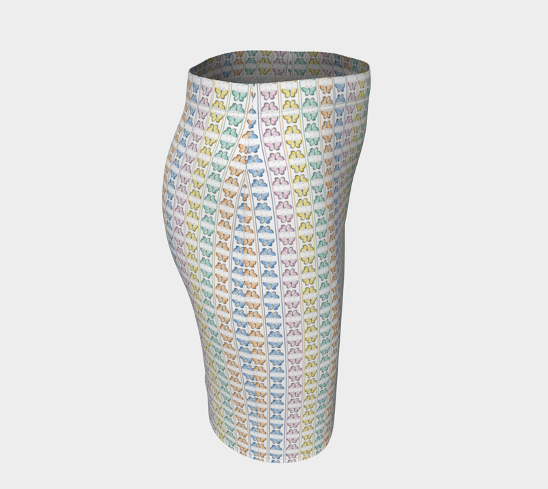 Kaleidoscope of Butterflies Fitted Skirt - Objet D'Art