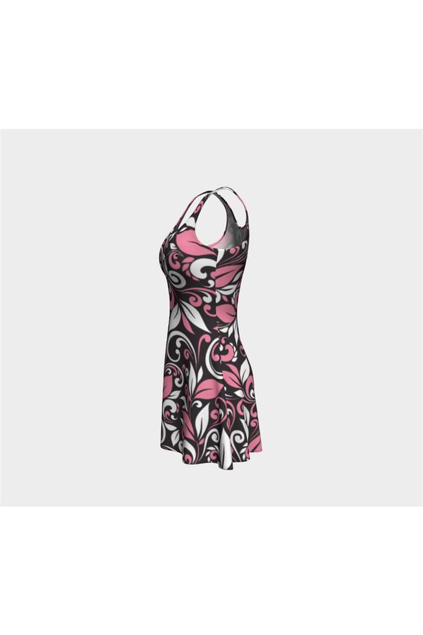 Pink and White Floral Flare Dress - Objet D'Art