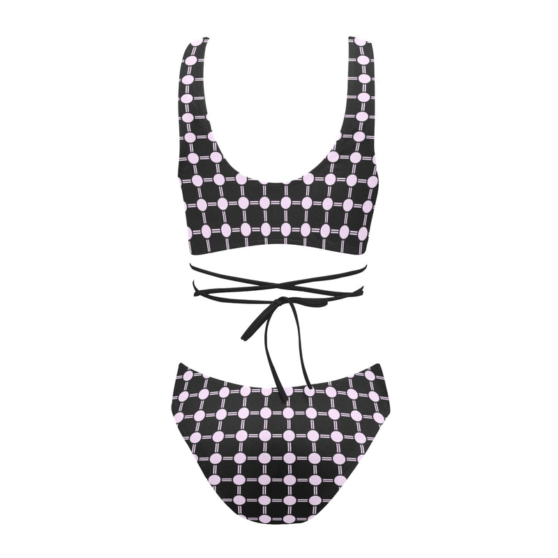 lav dot dash print Cross String Bikini Set (Model S29) - Objet D'Art