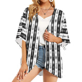 arrow bw print 5 Women's Kimono Chiffon Cover Up (Model H51) - Objet D'Art