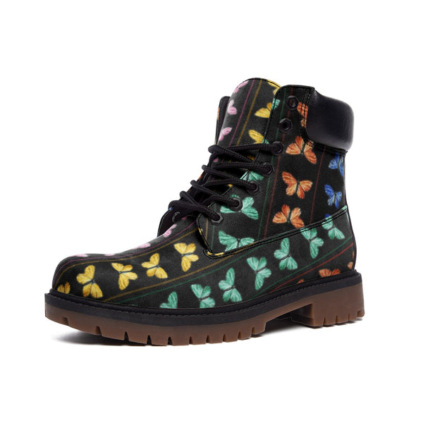 Linear Kaleidoscope of Butterflies Casual Leather Lightweight boots TB - Objet D'Art