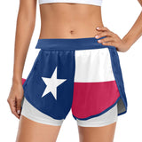 Texas Lone Star Women's Sports Shorts with Compression Liner (Model L63) - Objet D'Art