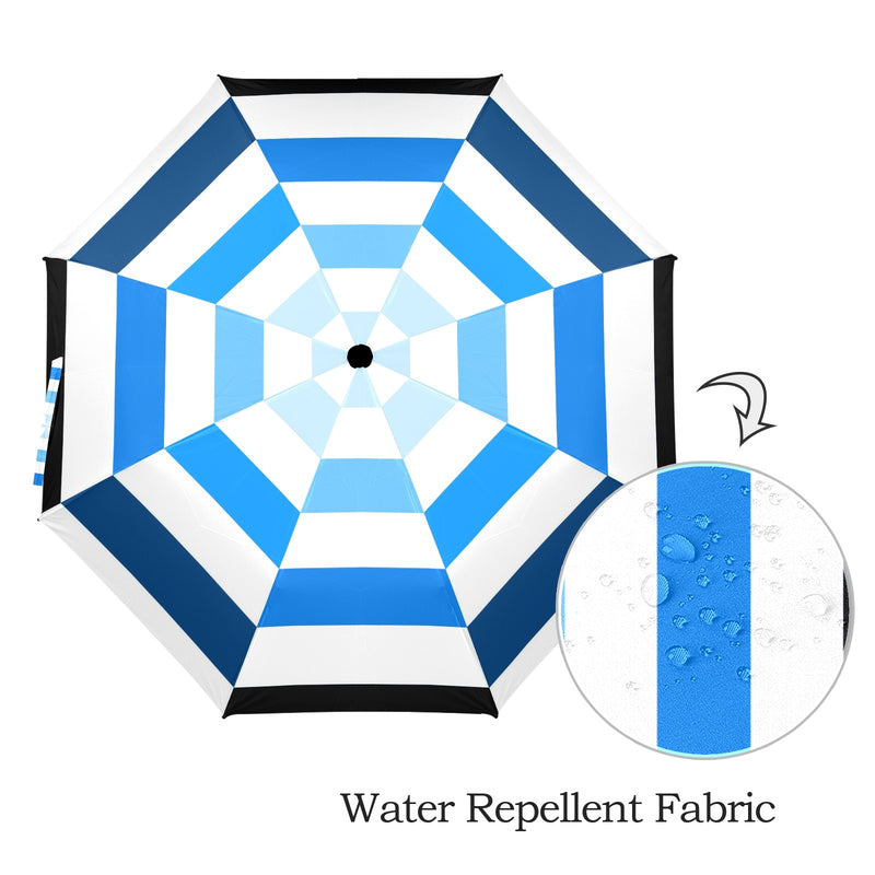 blue ombre striped umbrella print Semi-Automatic Foldable Umbrella (Model U12) - Objet D'Art