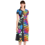 Floral Lattice Puff Sleeve Button Through Dress - Objet D'Art