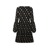 earthtone polka dot print 4A V-Neck Loose Fit Dress (Model D62) - Objet D'Art