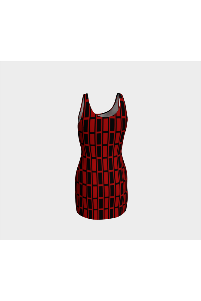 Red and Black Matrix Bodycon Dress - Objet D'Art
