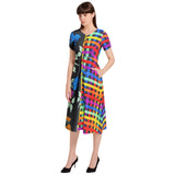 Floral Lattice Puff Sleeve Button Through Dress - Objet D'Art