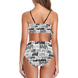 love print bw 2 Knot Side Bikini Swimsuit (Model S37) - Objet D'Art
