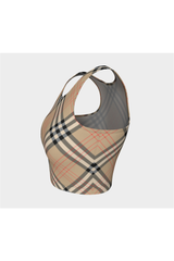 Tan Tartan Athletic Top - Objet D'Art