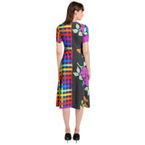Floral Lattice Puff Sleeve Button Through Dress - Objet D'Art
