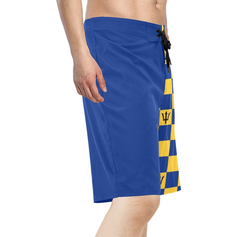 barbados blue Men's All Over Print Board Shorts (Model L16) - Objet D'Art