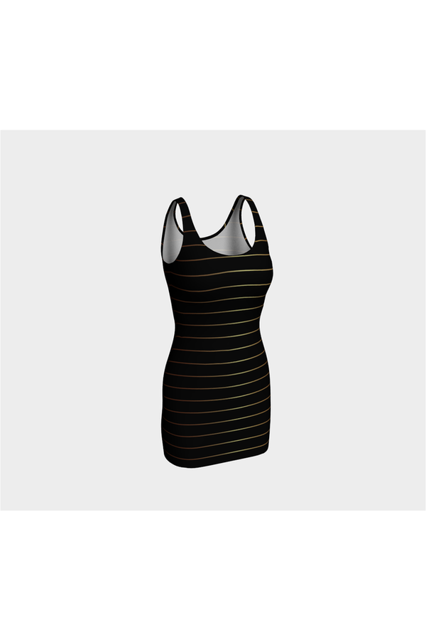 Gold Striped Black Bodycon Dress - Objet D'Art