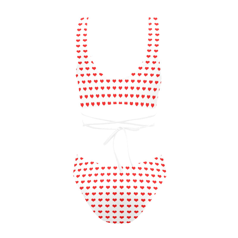 red hot heart 3 print 2 Cross String Bikini Set (Model S29) - Objet D'Art