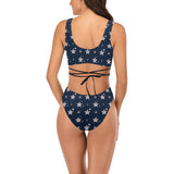 stars blue print 2 Cross String Bikini Set (Model S29) - Objet D'Art