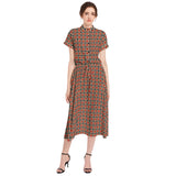 Drawstring Waist A-line Flared Midi Dress - Objet D'Art
