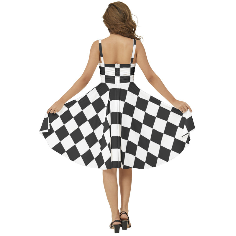 Sleeveless Square Neck Flare Hem Midi Dress - Objet D'Art