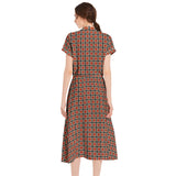Drawstring Waist A-line Flared Midi Dress - Objet D'Art