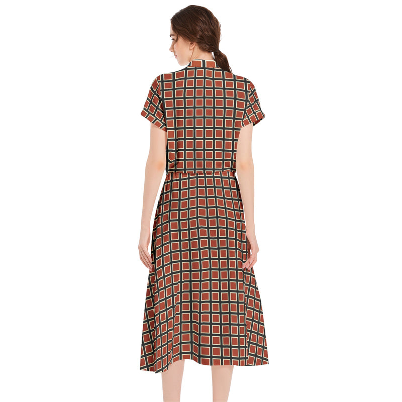 Drawstring Waist A-line Flared Midi Dress - Objet D'Art