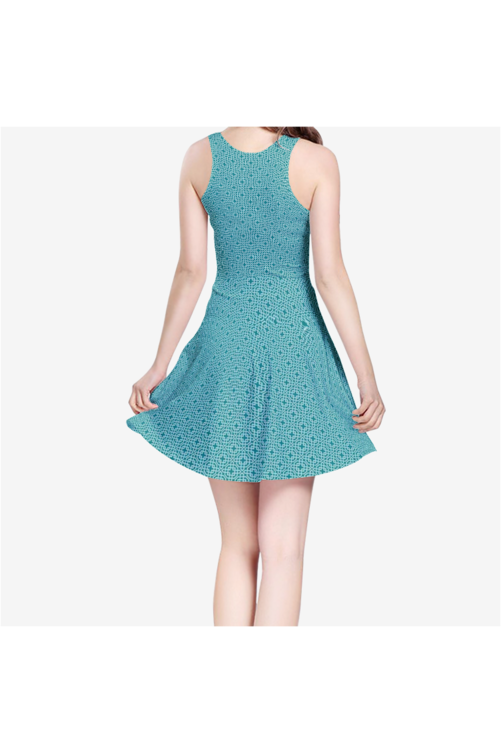 Pine Arabesque Women's Sleeveless Midi Casual Flared Skater Dress | Objet D'Art Pine Arabesque Women's Sleeveless Midi Casual Flared Skater Dress | Objet D'Art