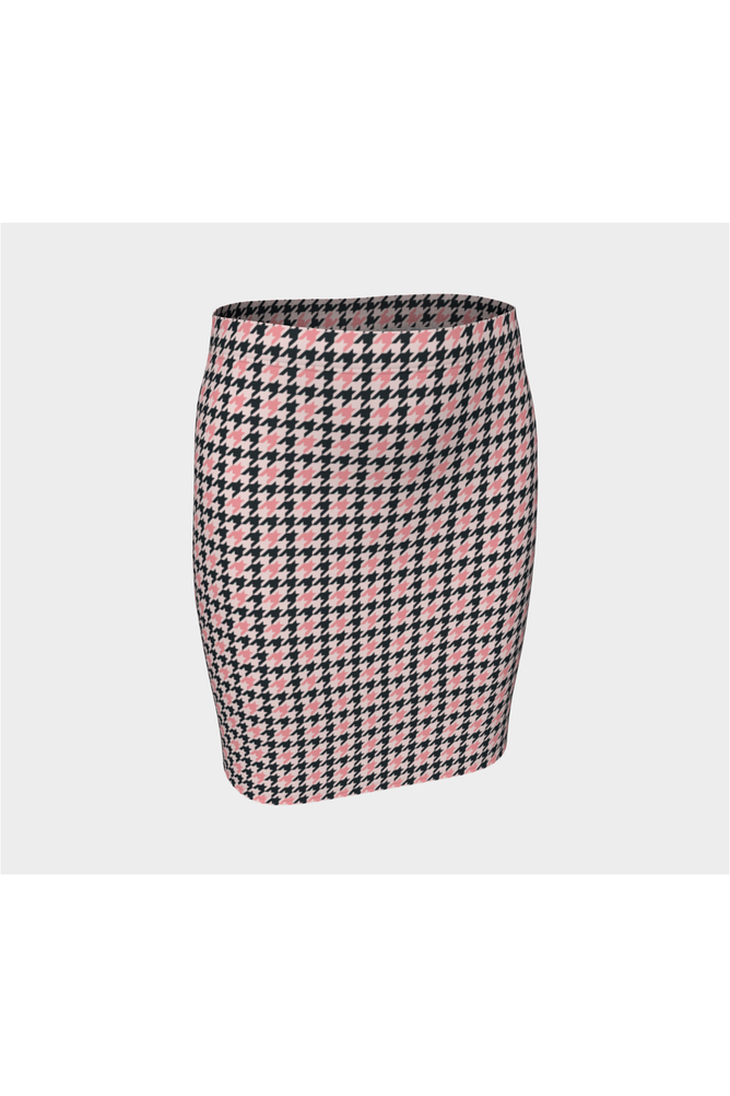 Pink Houndstooth Fitted Skirt - Objet D'Art