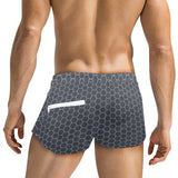 light gray hex print 5 Men's Swim Trunks with Zipper Pocket (Model L71) - Objet D'Art