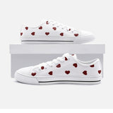 Deeply Red Heart Print Unisex Low Top Canvas Shoes - Objet D'Art