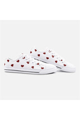 Deeply Red Heart Print Unisex Low Top Canvas Shoes - Objet D'Art