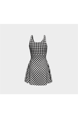 Black and White Gingham Flare Dress - Objet D'Art