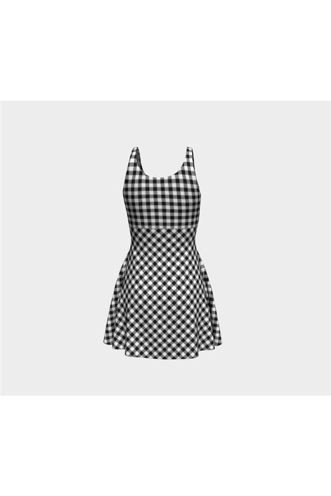 Black and White Gingham Flare Dress - Objet D'Art