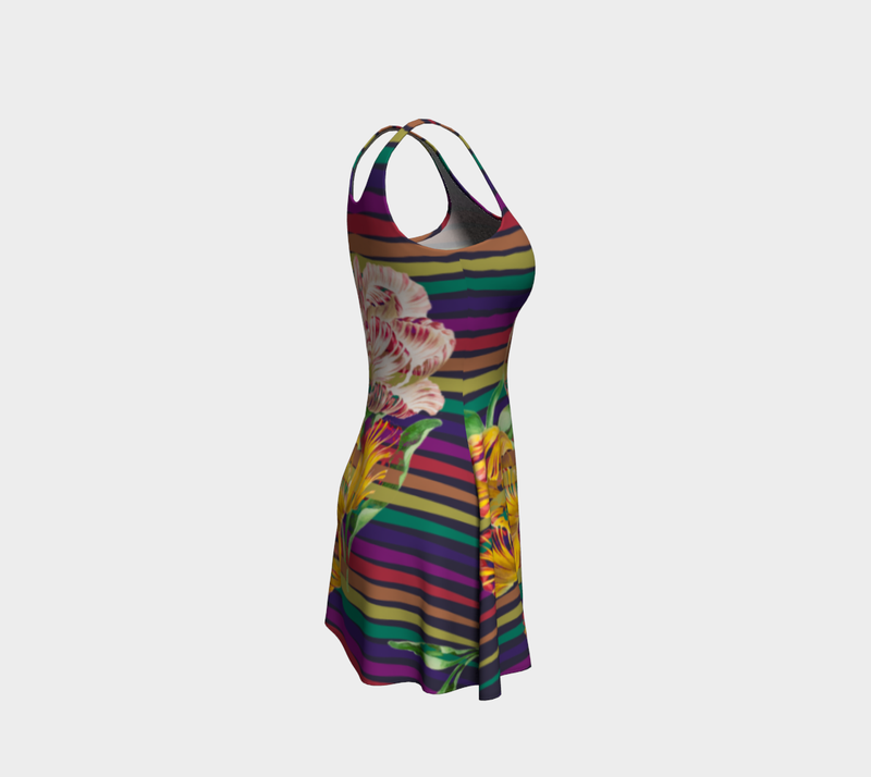 Floral Rainbow Flare Dress - Objet D'Art
