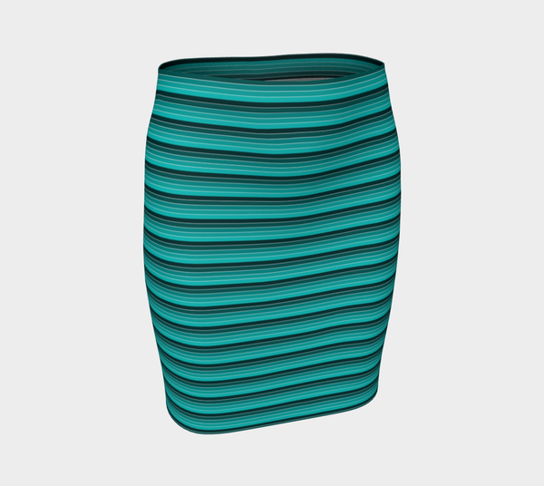 Shades of Green Stripes Fitted Skirt - Objet D'Art