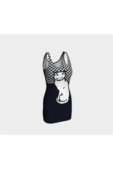 Sitting Cat on Herringbone Bodycon Dress - Objet D'Art