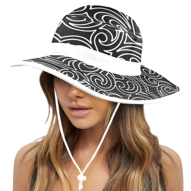 white solid print addsart Wide Brim Bucket Hat - Objet D'Art