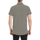 Circle in Squares Men's All Over Print Short Sleeve Shirt - Objet D'Art Online Retail Store