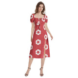 Puff Sleeve Split Thigh Midi Dress - Objet D'Art
