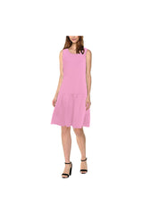 pink solid Sleeveless Splicing Shift Dress - Objet D'Art