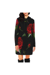rose 2 H27 - HOOD All Over Print Hoodie Mini Dress (Model H27) - Objet D'Art