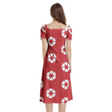 Puff Sleeve Split Thigh Midi Dress - Objet D'Art