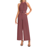 Halter Neck Buckle Belted Jumpsuit - Objet D'Art