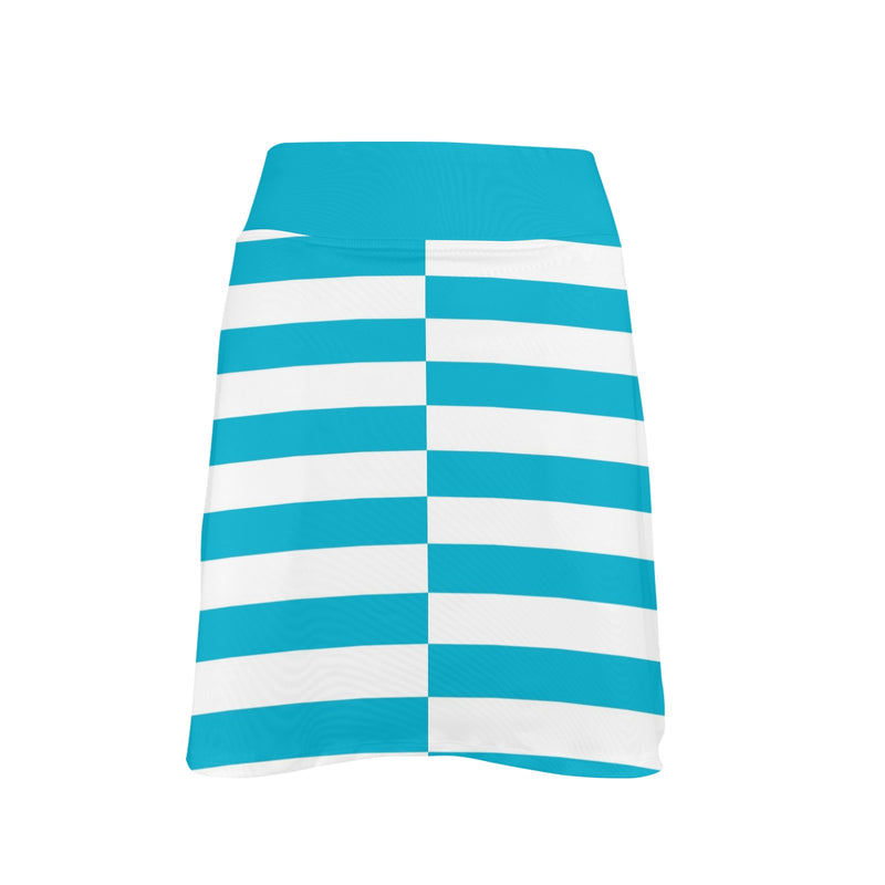 light blue solid print 2C Women's Golf Skirt with Pockets (Model D64) - Objet D'Art