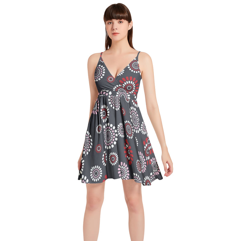 Spaghetti Strap Sleeveless Falred Hem Short Dress - Objet D'Art