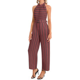 Halter Neck Buckle Belted Jumpsuit - Objet D'Art